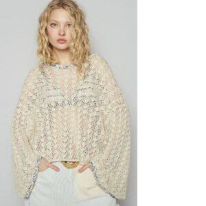 POL Clothing NWT Hoodie Long Sleeve Relaxed Fit Sweater Top Natural/Cream